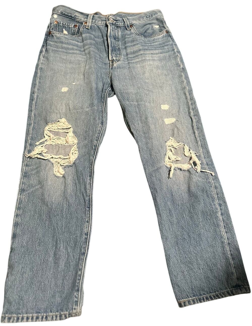 Levi's 501 Button Fly Jeans, Perfectly Distressed, Women's Size 29x26